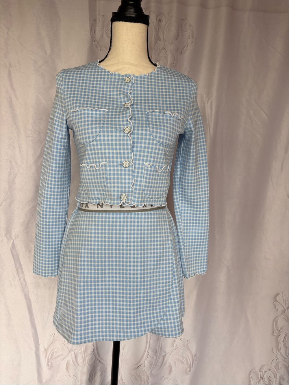 NYLORA Light Blue Gingham Skort Set